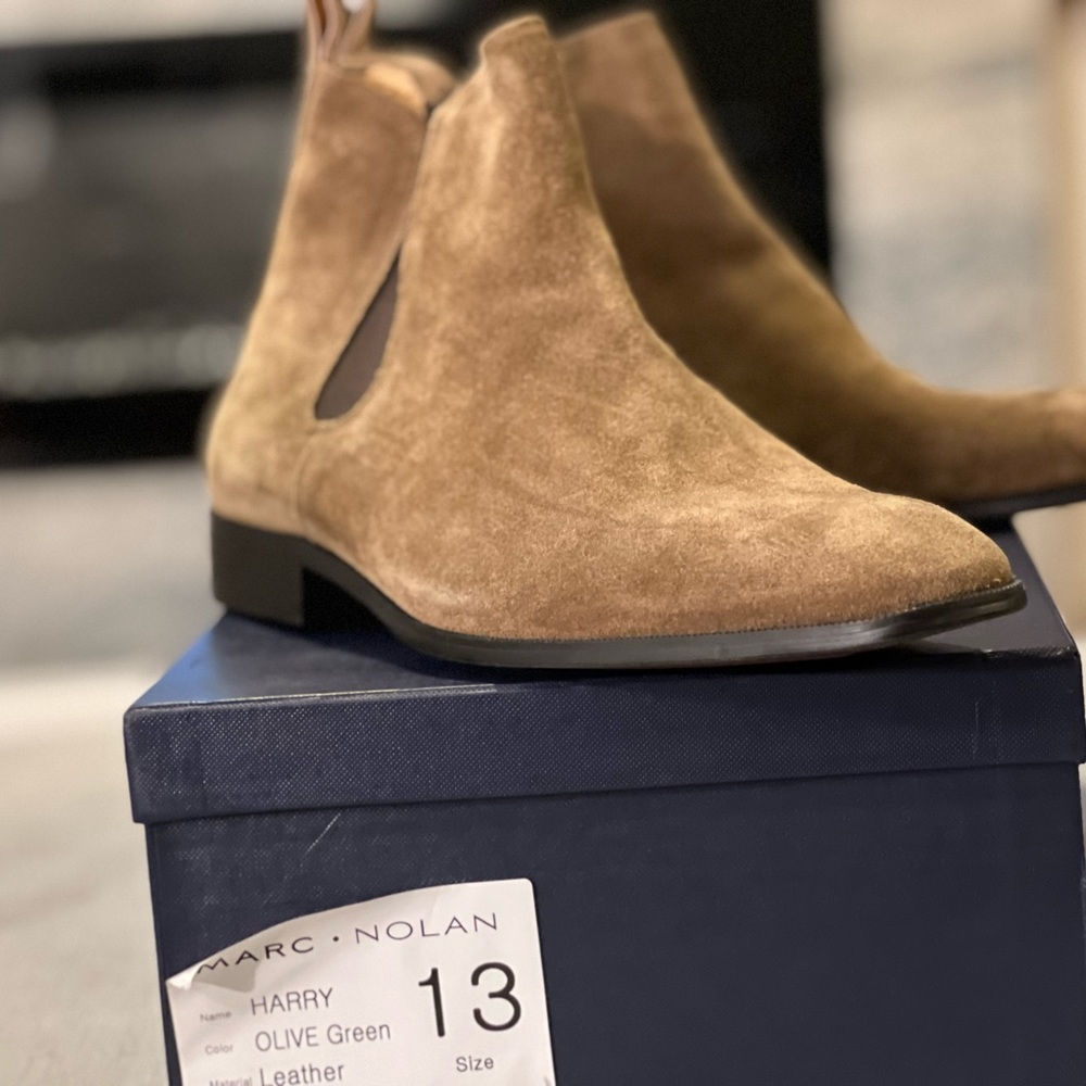 Marc Nolan,  Harry,  Olive Green Suede Chelsea Boots, Size 13